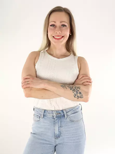 JDY Damenoberteil O-Ausschnitt Cloud Dancer / Flora - Damen Tops - 136320 - 1