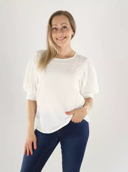 Vila Shirt 2/4 O-NECK TOP schneeweiß - Damen T-Shirts - 141410 - 1