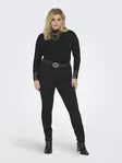 Only Carmakoma Plus-Size Rippenshirt mit Spitzenrand Schwarz - Damen Langarmshirts - 137610 - 2
