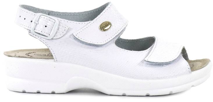 Goldene Fit Sandalen 696, Weiß glänzend - Damen Arbeitsschuhe - 127830 - 1