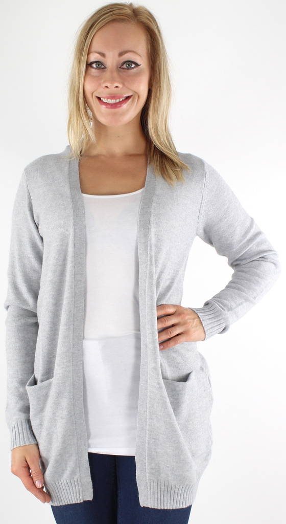 Vila Damen Cardigan Ril Open, hellgrau, schwarz - Damenpullover - 119220 - 1