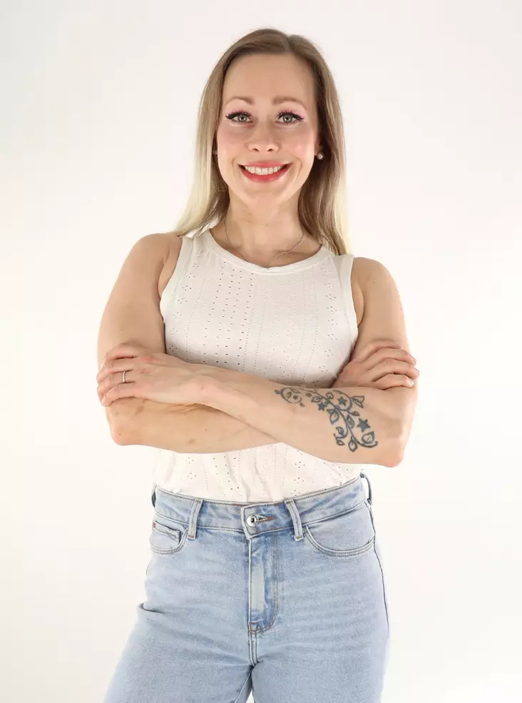 JDY Damenoberteil O-Ausschnitt Cloud Dancer / Flora - Damen Tops - 136320 - 1