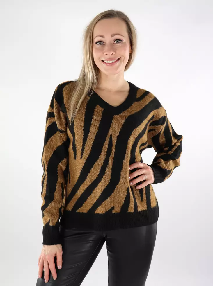 Vila Damenpullover V-Neck schwarz/Zebra-Rubb - Damenpullover - 137190 - 1