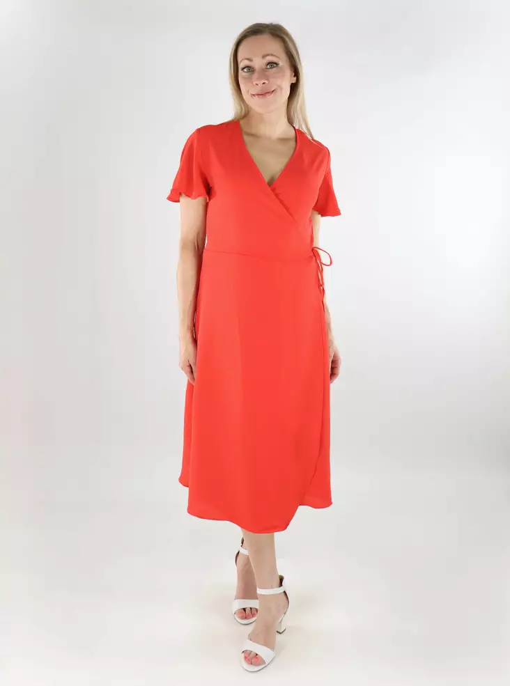 Vila Wickelkleid Wrap Midi Mohnrot - Kleider und Tuniken - 138610 - 1