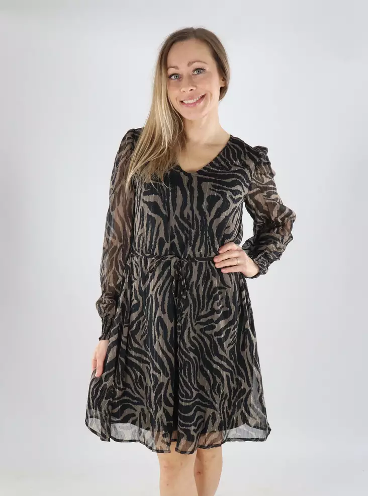 JDY Kleid mit Muster V-Ausschnitt schwarz/Walnuss - Kleider und Tuniken - 139770 - 1