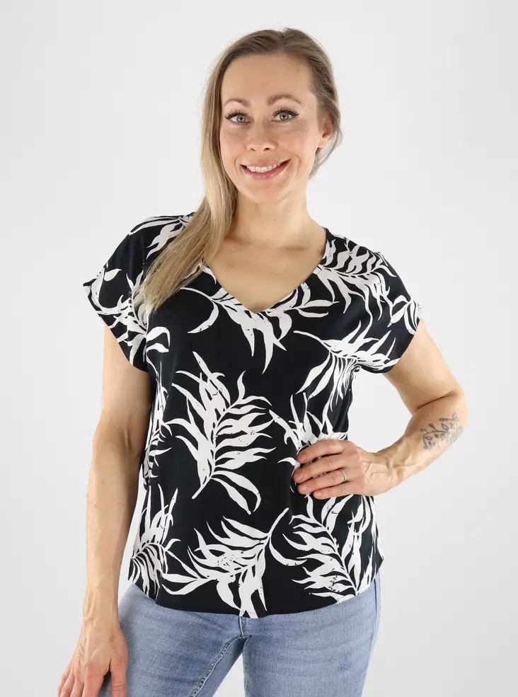 JDY Damen gemustertes JDYSTAR schwarz/25 Wolkentänzer - Damen T-Shirts - 140970 - 1