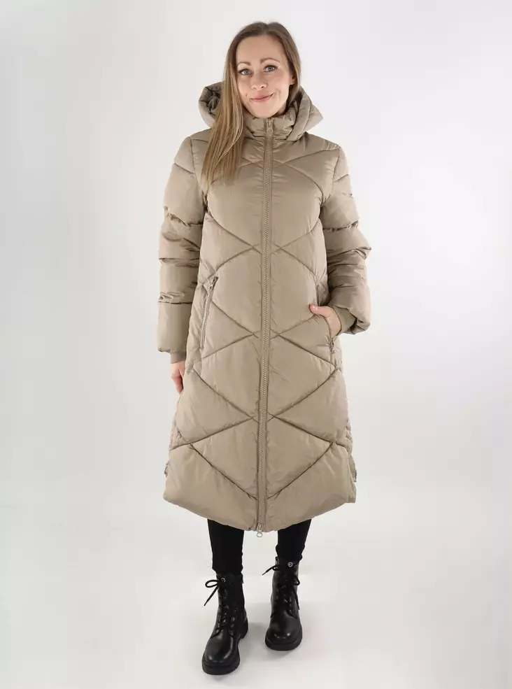 JDY Damen langer Wintermantel Gesteppter Timberwolf - Damen Winterjacken - 139870 - 1
