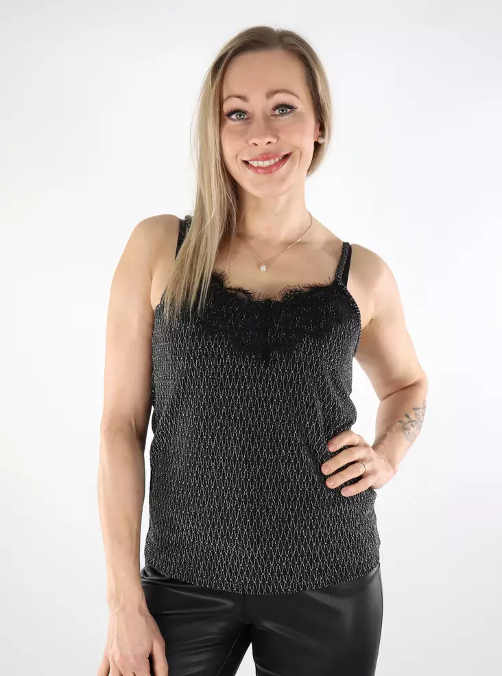 Only Damen Glitzer Top Schwarz/Harlekin - Damen Tops - 137490 - 1