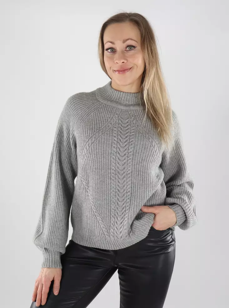 Only Damenpullover mit hohem Kragen mittelgrau - Damenpullover - 139990 - 1