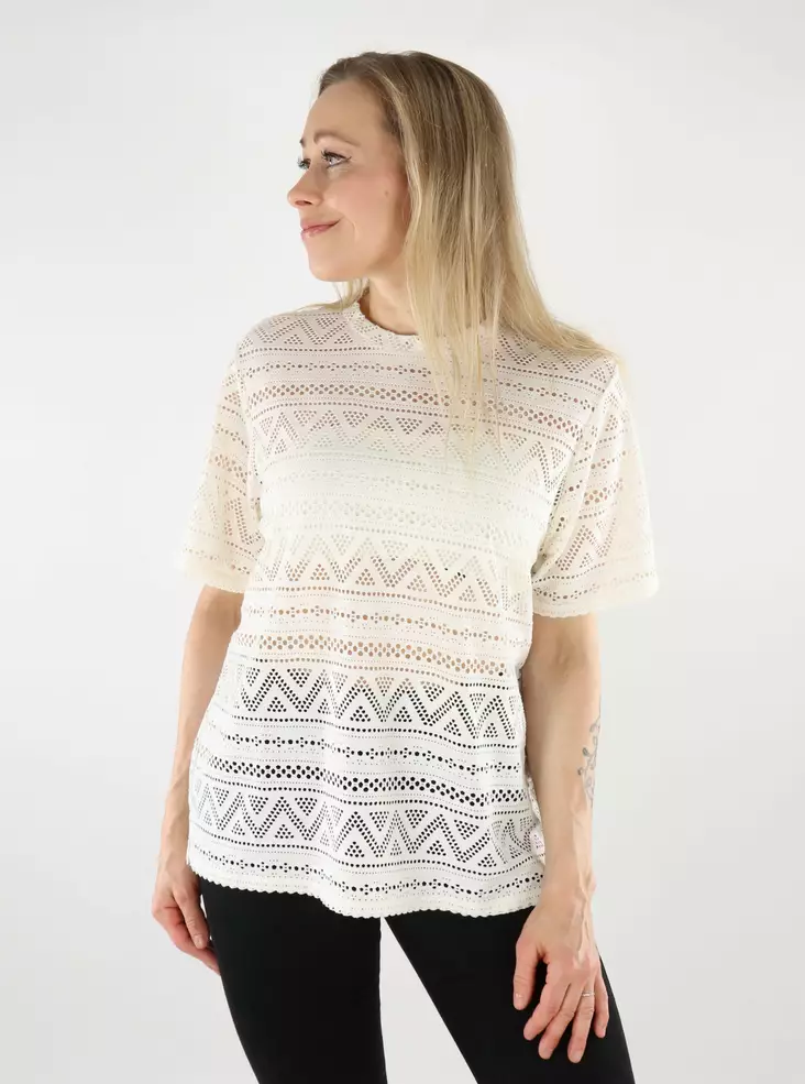 Only Damen Spitze T-Shirt mit Rundhalsausschnitt Wolkentänzer - Damen T-Shirts - 138760 - 1