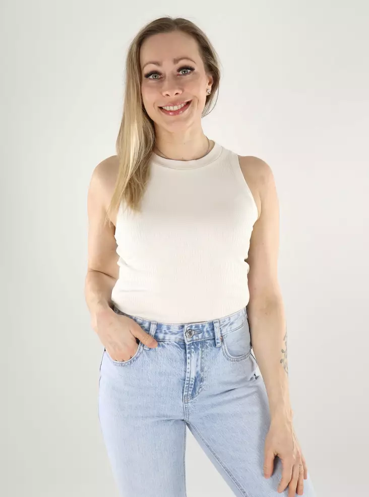 Vero Moda Aware Damen-Ripp-Top VMLAVENDER Schneeweiß - Damen Tops - 140560 - 1