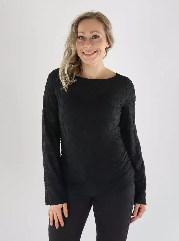 Vero Moda Shirt VMLAYLA LS GATHERING TOP schwarz - Damen Langarmshirts - 141580 - 1