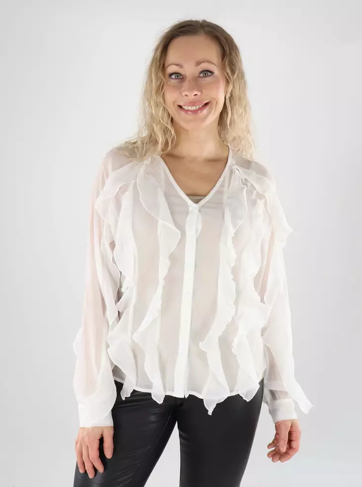 Vila Damenbluse Flounce V-Ausschnitt Wolkentänzer - Damenblusen und -hemden - 139560 - 1