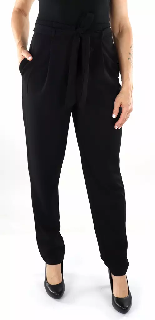 Vila Hose mit hohem Bund und Gürtel in Schwarz - Damenhosen - 136540 - 1