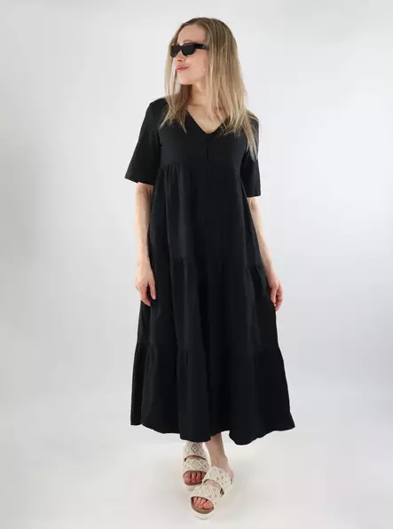 Vila Freizeitkleid V-Ausschnitt Midi schwarz - Kleider und Tuniken - 138111 - 1