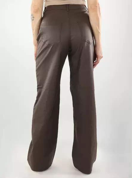 Vila Hose VIFREYA HW COATED WIDE Kaffee-Bohne/Beschichtet - Damenhosen - 142191 - 2