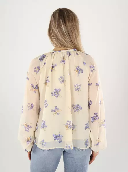 Only Hemd Cloud Dancer/Blau Boque - Damenblusen und -hemden - 141091 - 2