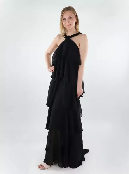 Vero Moda langes Kleid mit Rüsche schwarzer Saum - Kleider und Tuniken - 138451 - 1