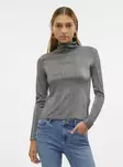 Vero Moda Glitzer-Shirt mit hohem Kragen schwarz/silber - Damen Langarmshirts - 137581 - 1