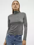 Vero Moda Glitzer-Shirt mit hohem Kragen schwarz/silber - Damen Langarmshirts - 137581 - 4