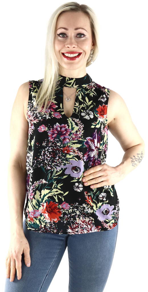 Only Top Halterneck, Schwarz/Blume - Damentops für Feiern - 128271 - 1