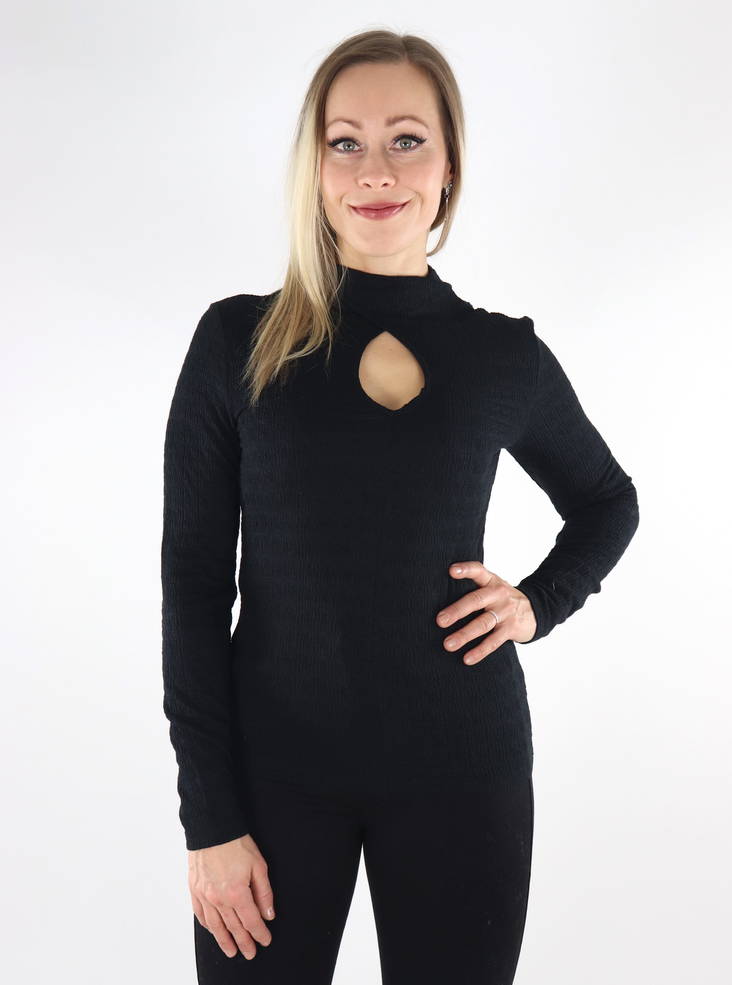 Vila Ausschnitt-Shirt schwarz - Damen Langarmshirts - 134751 - 1