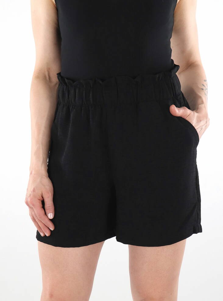 JDY Damen Shorts HW Papiertragetasche Schwarz - Damen Shorts und Capris - 136181 - 1