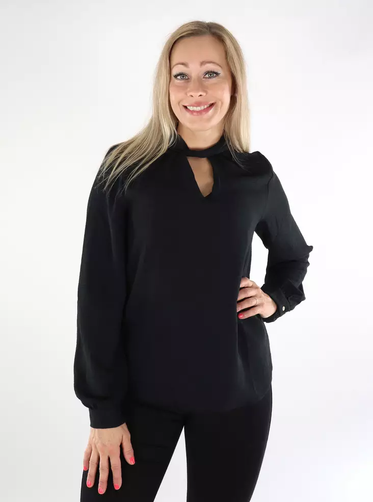 Vila Damenbluse Surashil Hochkragen schwarz - Damen Langarmshirts - 136801 - 1