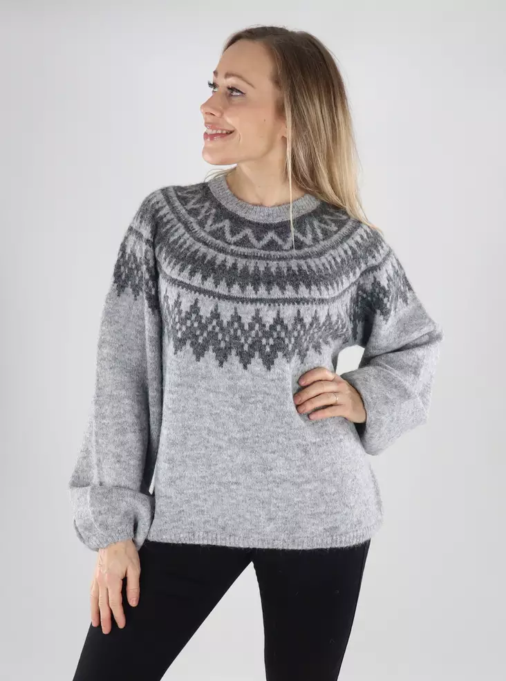 Only Damenpullover O-Ausschnitt hellgrau/dunkelgrau - Damenpullover - 139771 - 1