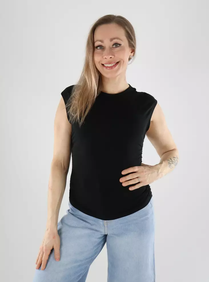 Only Top Raffung Schwarz - Damen Tops - 140831 - 1