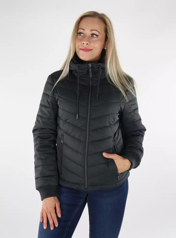 JDY Leichte, gesteppte Jacke mit Kapuze in Schwarz - Damen Leichte steppjacken - 136651 - 1