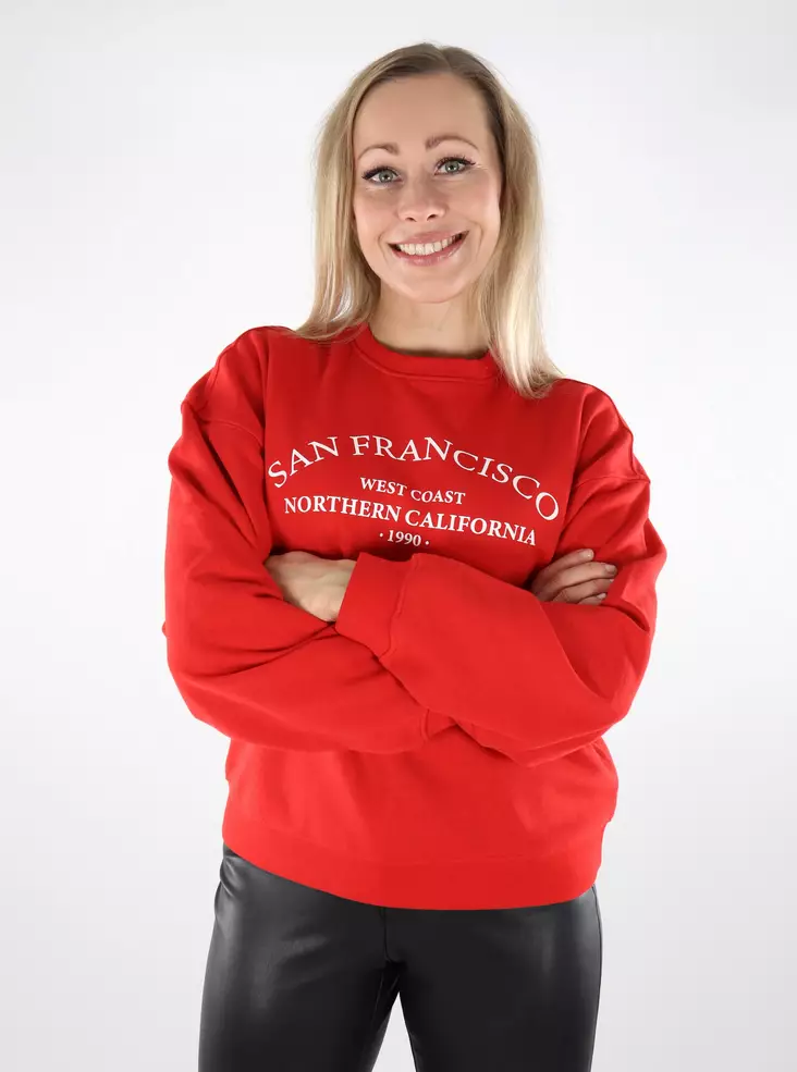 JJXX Damen Sweatshirt Print Rennrot - Damen Hoodies und Sweatshirts - 137151 - 1