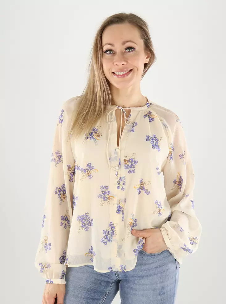 Only Hemd Cloud Dancer/Blau Boque - Damenblusen und -hemden - 141091 - 1