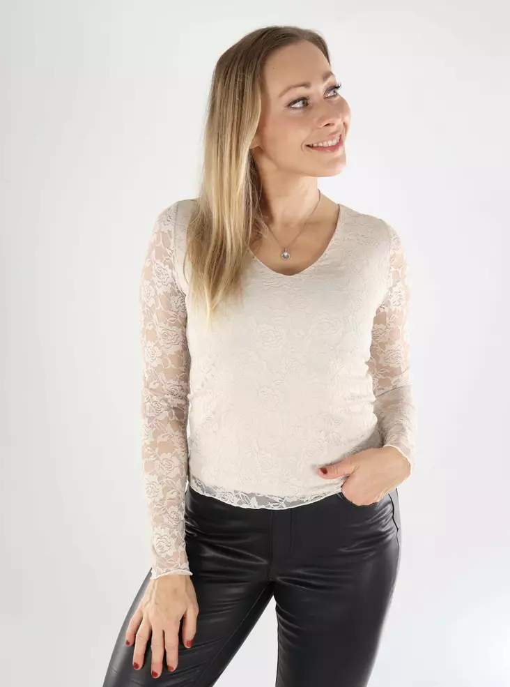 Vero Moda Damenhemd V-Ausschnitt Pumice Stone - Damen Langarmshirts - 139321 - 1