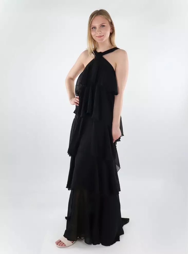 Vero Moda langes Kleid mit Rüsche schwarzer Saum - Kleider und Tuniken - 138451 - 1