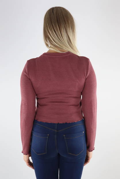 Only Shirt Kitty l/s cropped rosabraun - Damen Langarmshirts - 131572 - 2