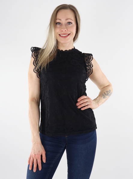 Pieces Bluse Spitze schwarz - Damentops für Feiern - 135692 - 1