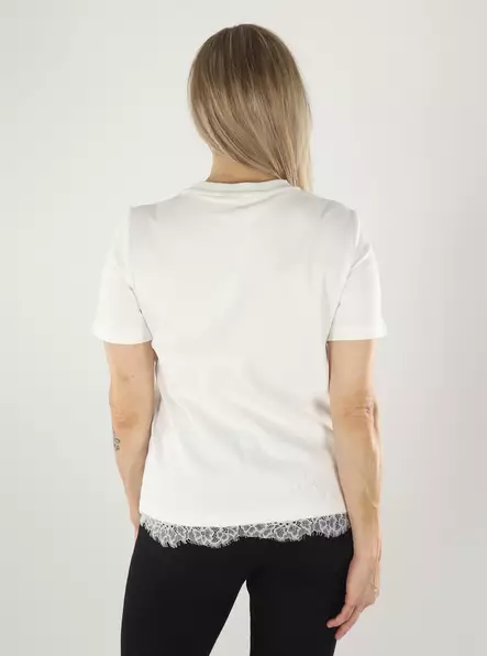 Vero Moda T-Shirt VMSARA METTE LACE SS T-SHIRT JRS schneeweiß - Damen T-Shirts - 142042 - 2