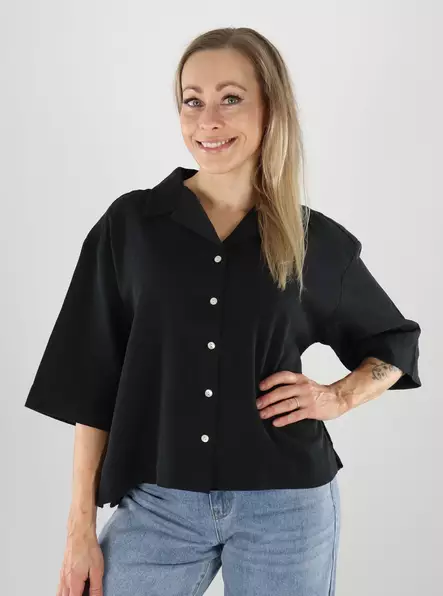 JJXX T-Shirt JXGLOBAL Waffel schwarz - Damen T-Shirts - 141102 - 1