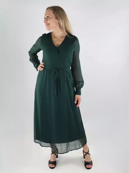 Vila Kleid V-Ausschnitt Langarm Midi scrab - Kleider und Tuniken - 138942 - 1
