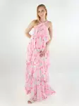 Vero Moda langes Kleid mit Rüsche und Stufenrock Rüsche rosa Tüll/Blume - Kleider und Tuniken - 138442 - 1