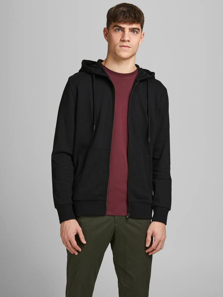 Jack&Jones Kapuzenpullover mit Reißverschluss Basic Schwarz - Herren Hoodies - 132792 - 1