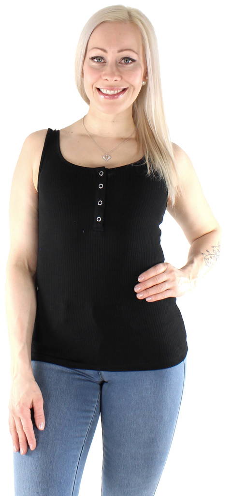 Pieces Damen Ripp-Top Kitte Tank, schwarz, weiß - Damentops - 126282 - 1