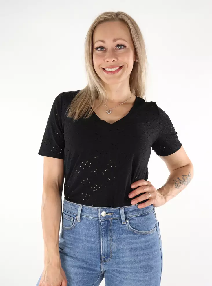 Only Damen T-Shirt Life Schwarz - Damen T-Shirts - 136382 - 1