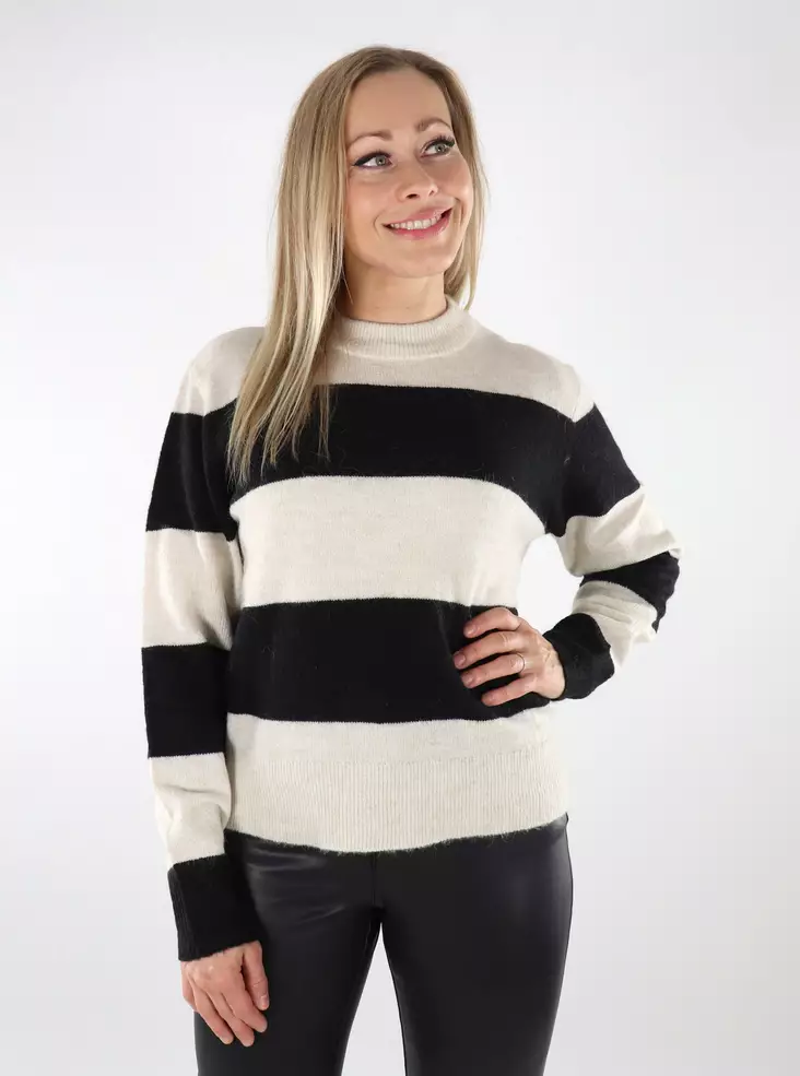 JJXX Damen gestreifter Pullover Chick Bone Weiß/Schwarz - Damenpullover - 136932 - 1