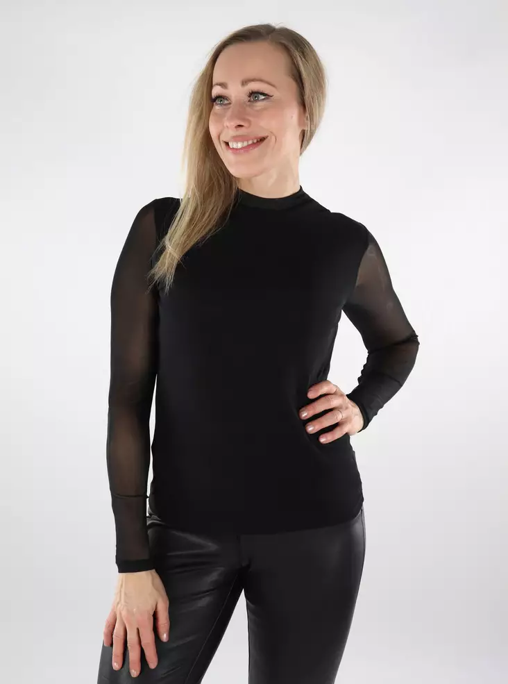 Only Damenbluse Mesh Schwarz - Damen Langarmshirts - 137142 - 1