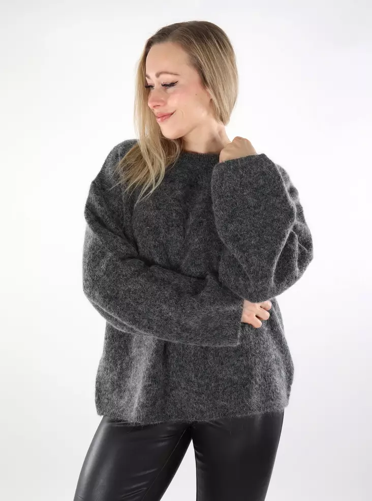 JJXX Damen Mohairpullover Rundhalsausschnitt dunkelgrau - Damenpullover - 137492 - 1