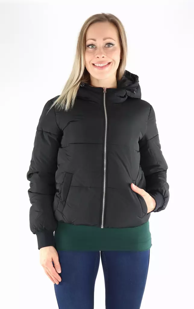 JDY Winterjacke Schwarz/Silberner Reißverschluss - Damen Winterjacken - 139012 - 1