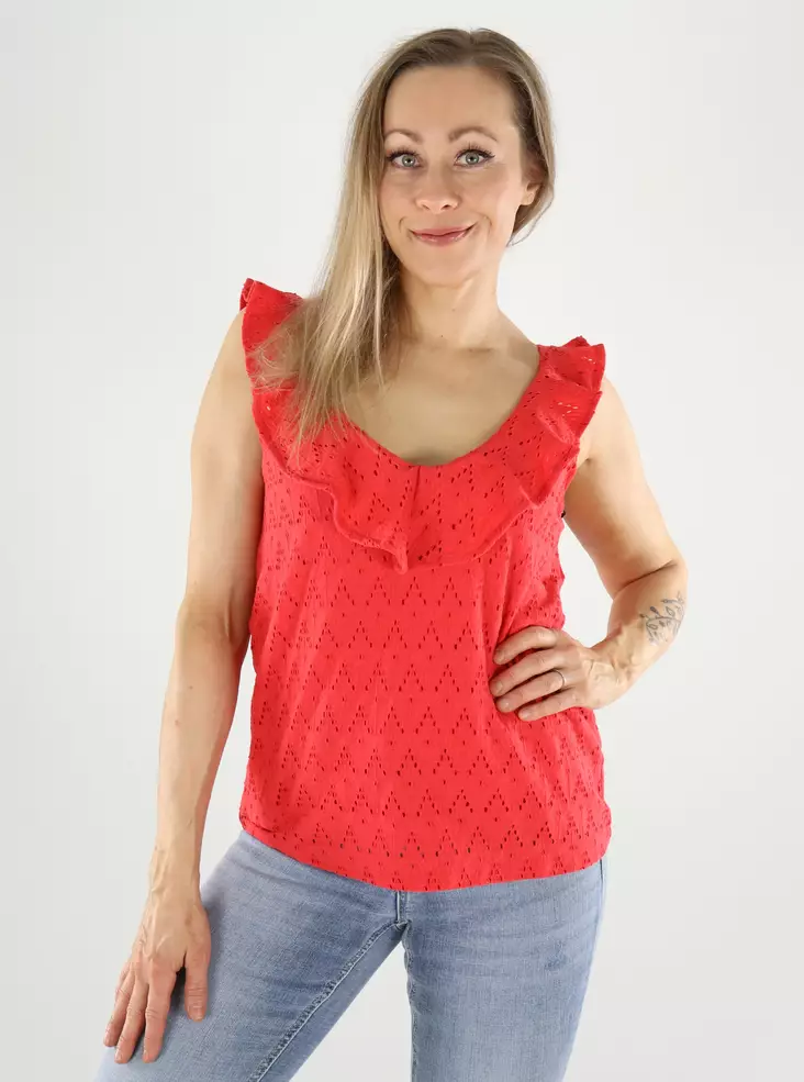 Vila Top V-Ausschnitt Hibiskus - Damen Tops - 140882 - 1