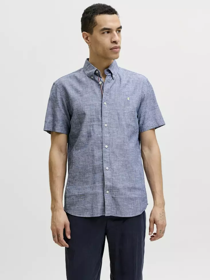 Jack&Jones Herren Kurzarm-Hemd Blusummer verblasstes Denim - Herren Hemden - 141112 - 1